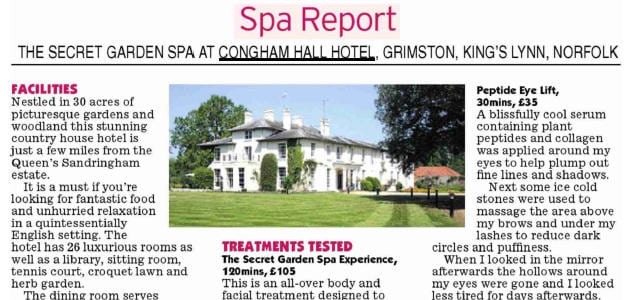 spa report review of congham hall